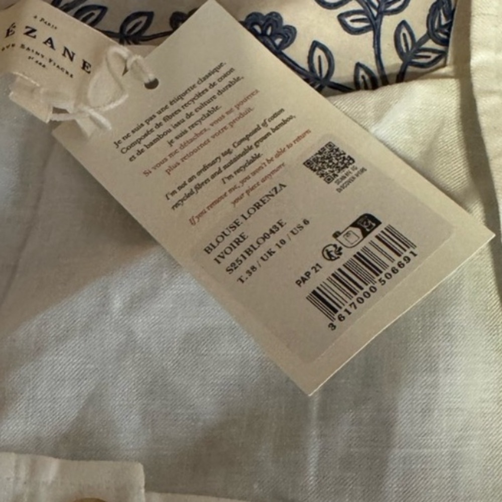 Sezane White Lorenza Blouse - Picture 2 of 9
